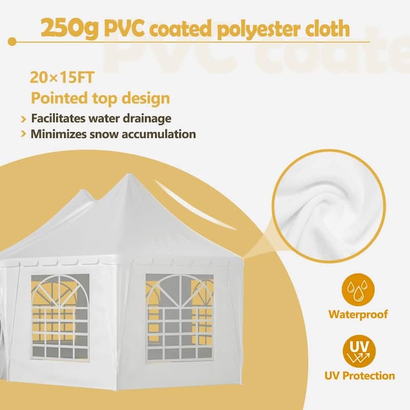 20 x 15 ft Outdoor UV Protection Gazebo Tent with 1 Doors and 7 Windows