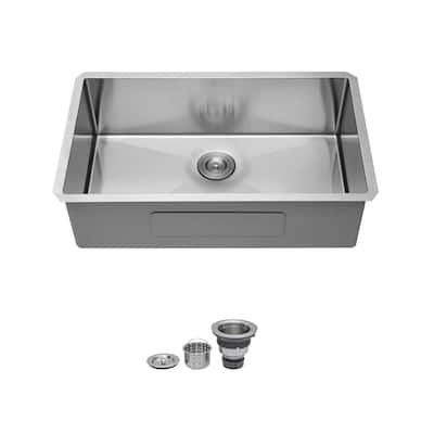 Undermount Kitchen Sink 16 Gauge 9 Inch Deep Single Bowl Kitchen Sink Basin, Includes Drain Assembly (No Additional Accessories)