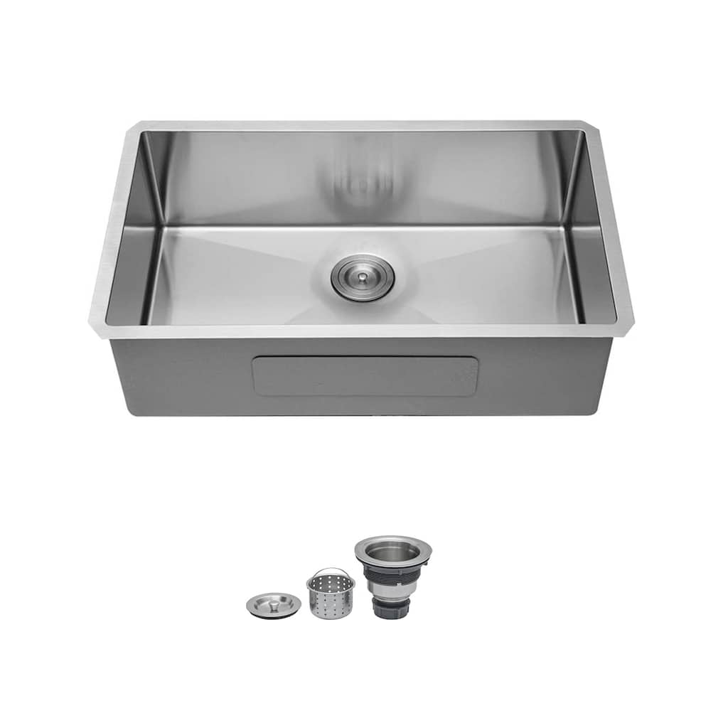 Undermount Kitchen Sink 16 Gauge 9 Inch Deep Single Bowl Kitchen Sink Basin, Includes Drain Assembly (No Additional Accessories)