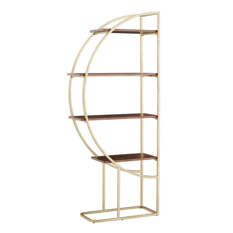 Diana Natural Finish Gold Metal Half Moon Bookcase by iNSPIRE Q Modern - (1) Half Moon Bookcase