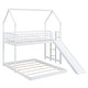 preview thumbnail 15 of 15, Twin Over Full Bunk Bed with Slide and Built-in Ladder, Wooden Floor House Shaped Bedframe w/Full-Length Guardrail & Roof