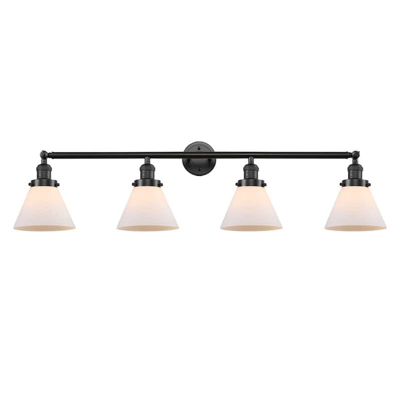 Innovations Lighting Large Cone 4 Light 44" Wide Bathroom Vanity Light - Oil Rubbed Bronze / Matte White