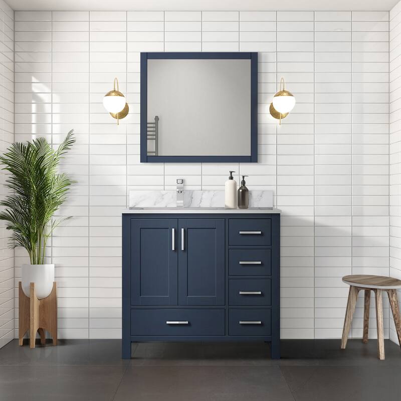 Lexora Jacques 36" Dark Grey Single Vanity - No Mirror, Left Version