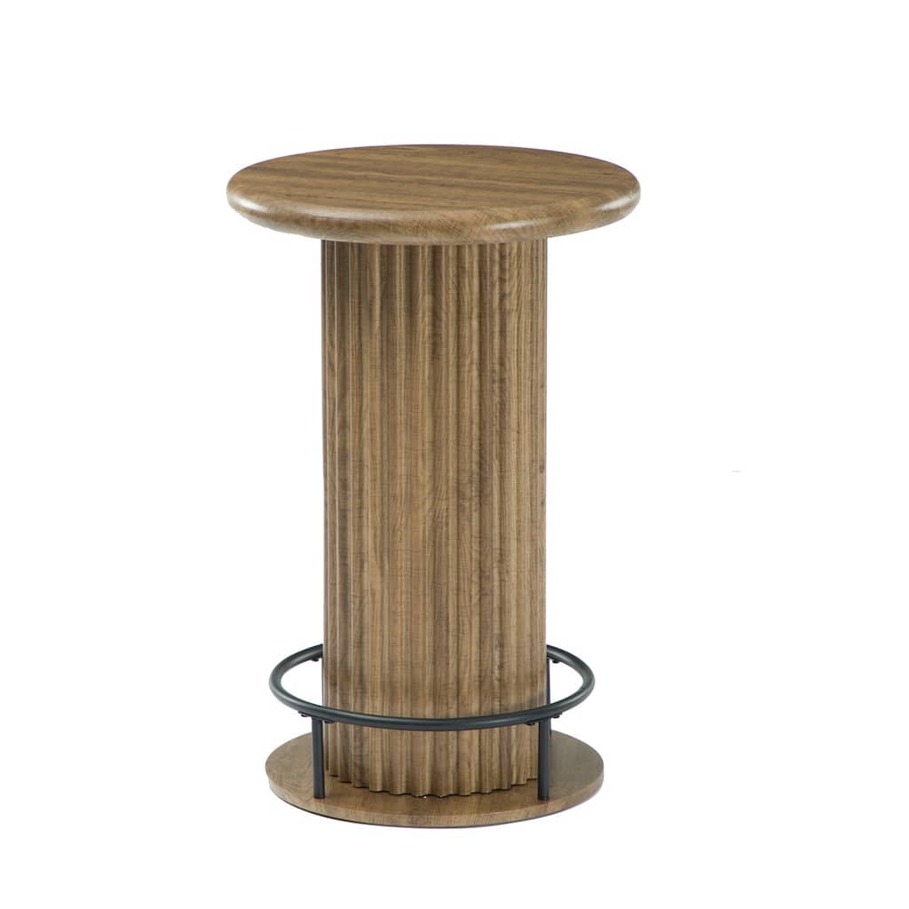 Wooden Round Counter Height Bar Table, Fluted Bistro High Pub Table