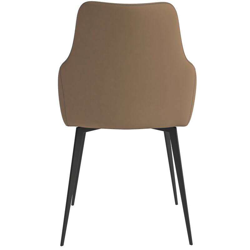 Sonnet Dining Chair with Upholstered Seat and Arms in Black Metal by LeisureMod