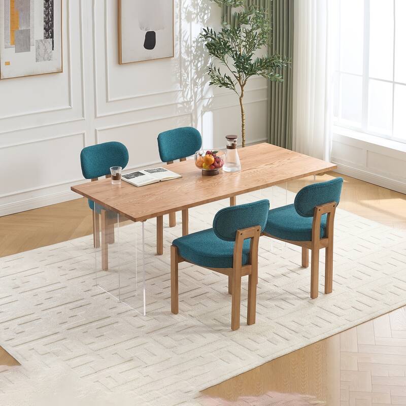 Wooden Dining Chairs Set of 2, Modern Fabric Upholstered Dining Room Chair Kitchen Chairs, Dinner Chair for Kitchen Dining Room
