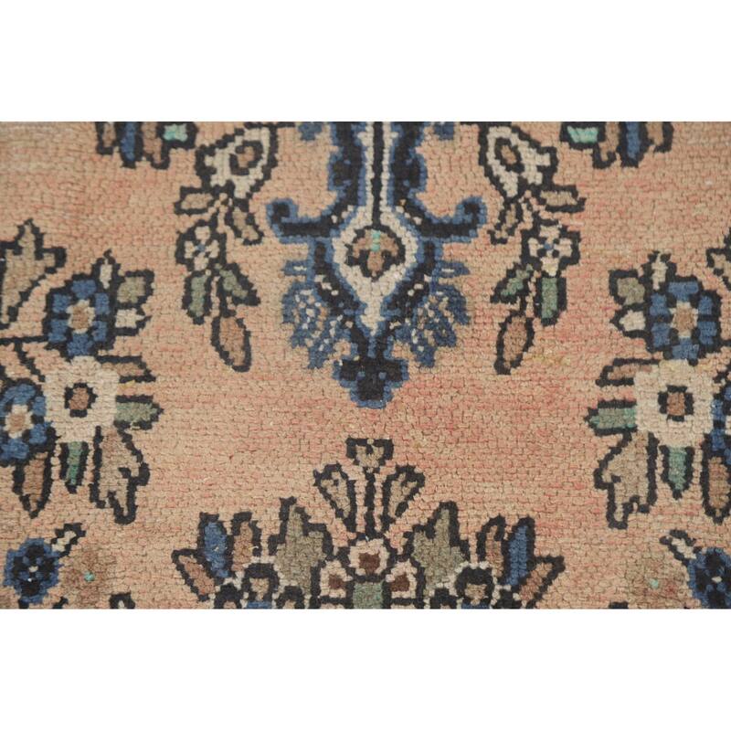 Hand Knotted Oriental 100% Wool Carpet Traditional Floral Peach Hamedan Area Rug - 9' 10'' X 6' 11''