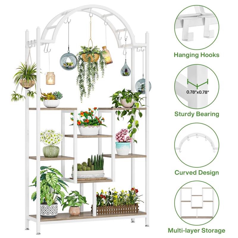 5-tier Arched Plant Stand Indoor Plant Shelf for Garden