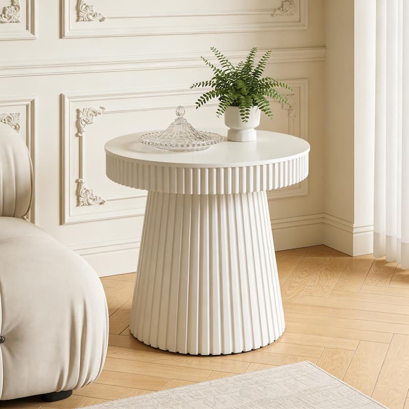 31.5 Inches Round Side Table, Modern Accent End Table, Small Dining Table, Nightstand & Bedside Table for Living Room, Bedroom