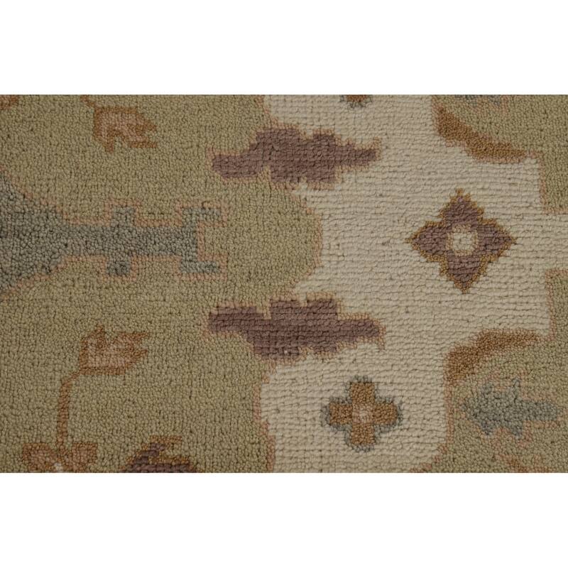 Light Green Oushak Indian Rug Hand-Knotted Wool Carpet - 7'9"x 9'8"