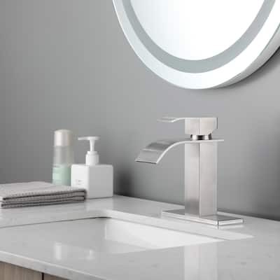 Single Handle Waterfall Spout Bathroom Vanity Sink Faucet