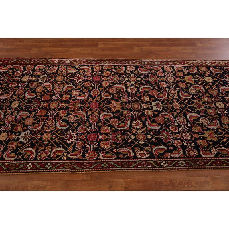Vegetable Dye Karabagh Persian Antique Runner Rug Handmade Wool Carpet - 3'8" x 19'8"