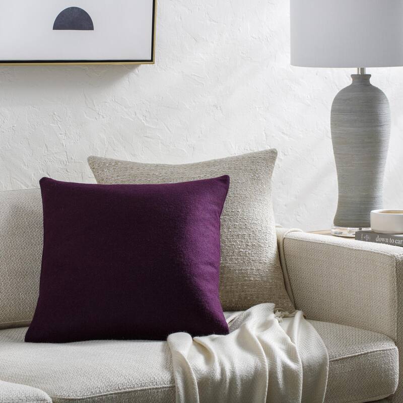 Artistic Weavers Tuomas Solid Felt Throw Pillow - 18x18 Down Insert - Plum