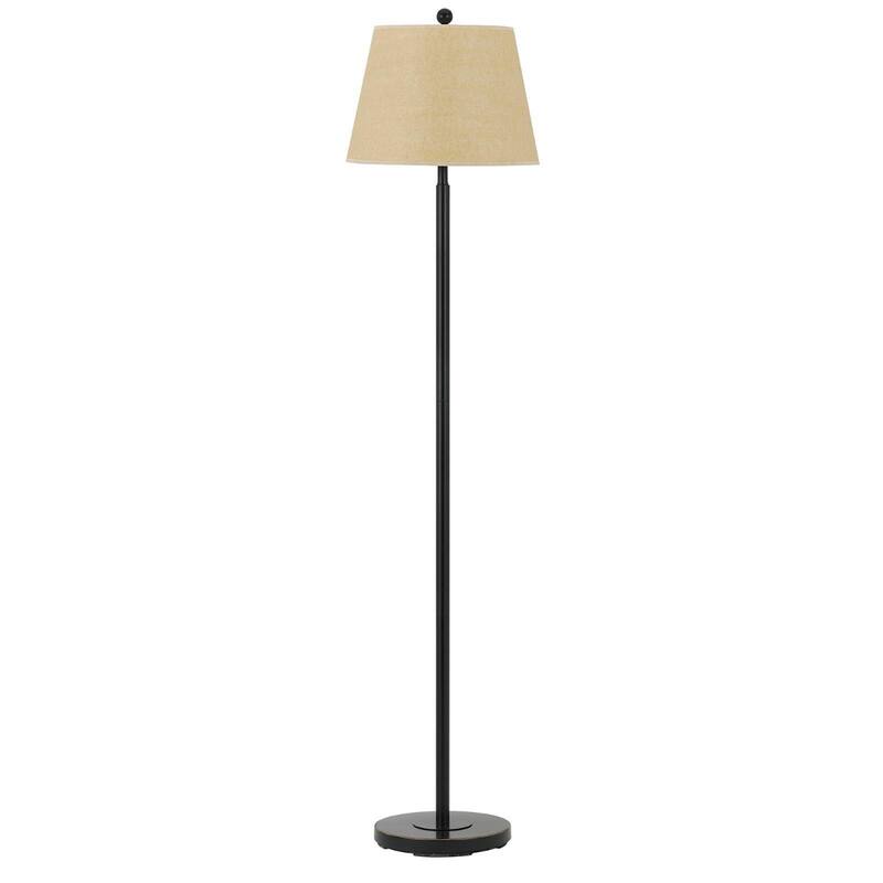 60 Inch Metal Floor Lamp with Tan Square Shade for Home Lighting - 14" x 14" x 60"