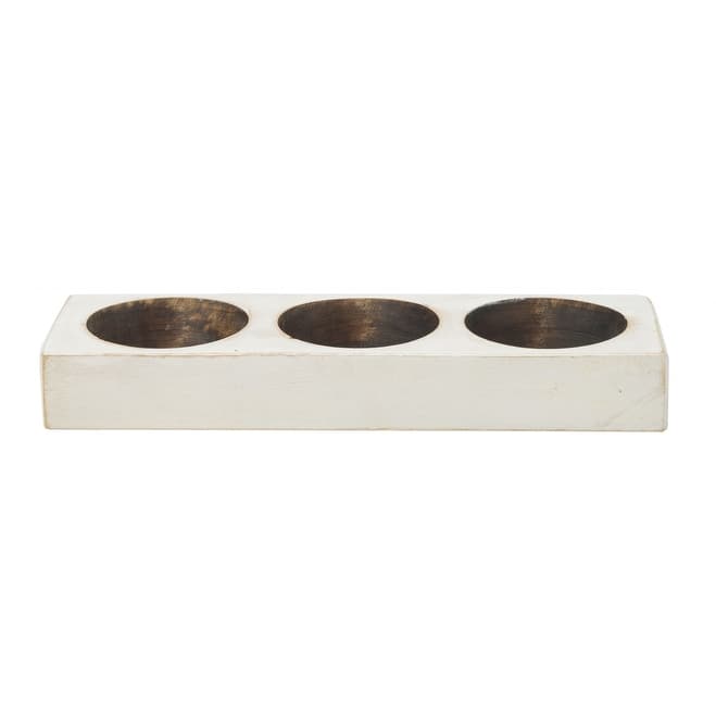 Distressed White 3 Hole Cheese Mold Candle Holder - 3 Hole - Distressed White