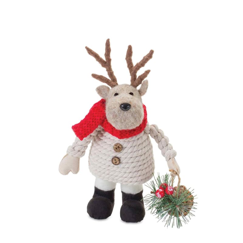 3 Santa Snowman & Moose Plush Christmas Tabletop Figurines 10.5"