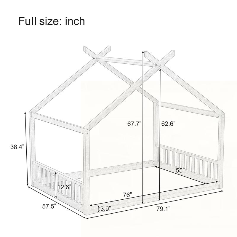 Floor Bed Frame with Headboard and Footboard