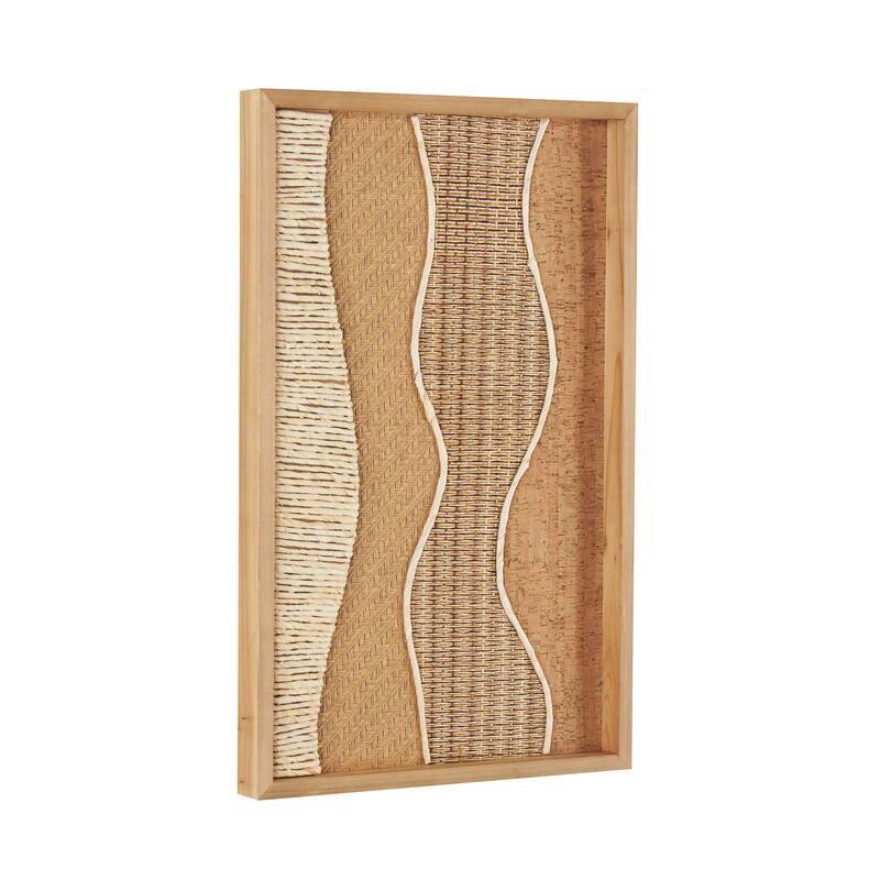 Brown Wood Handmade Dimensional Wavy Mixed Media Abstract Home Wall Decor with Various Textures and Patterns