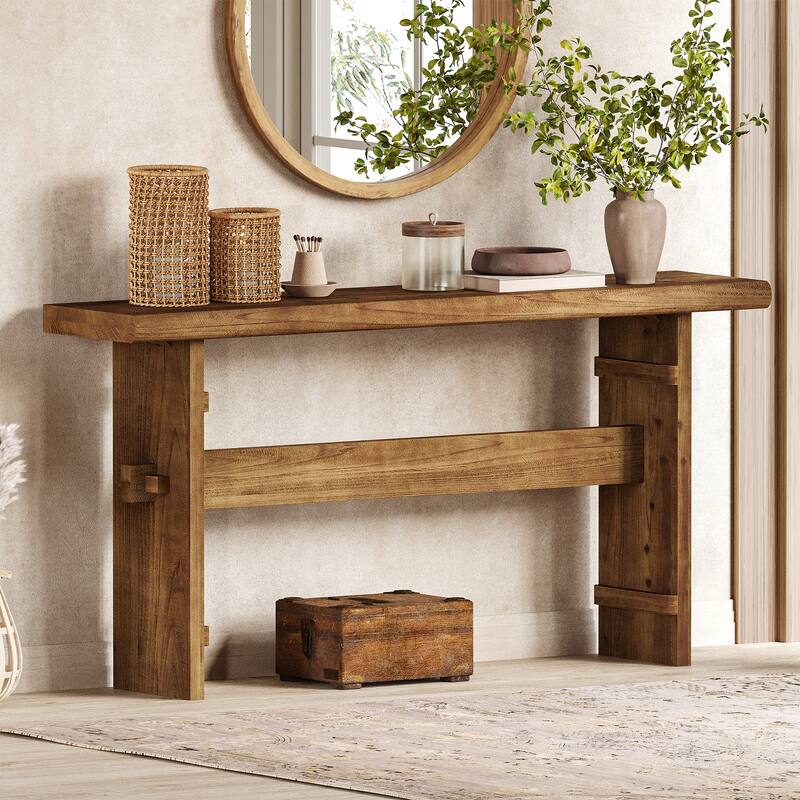 63-Inch Long Solid Wood Console Table for Entryway, Foyer, Hallway, Living Room