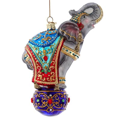 Kurt Adler 7-Inch Bellissimo Glass Elephant Ornament