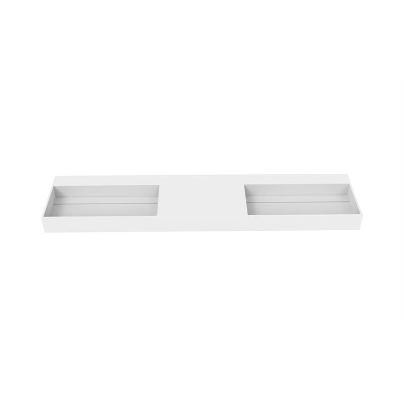 Juniper Stone Solid Surface Wall-mounted Vessel Sink - 84" No Faucet Hole - White