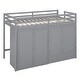 preview thumbnail 14 of 18, Gray Twin Size Solid Wood Loft Bed with Drawer and Wardrobes