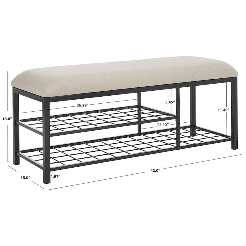 SAFAVIEH Yael Open Shelf Bench with Cushion - 42" W x 15" D x 18" H - 42Wx15Dx18H