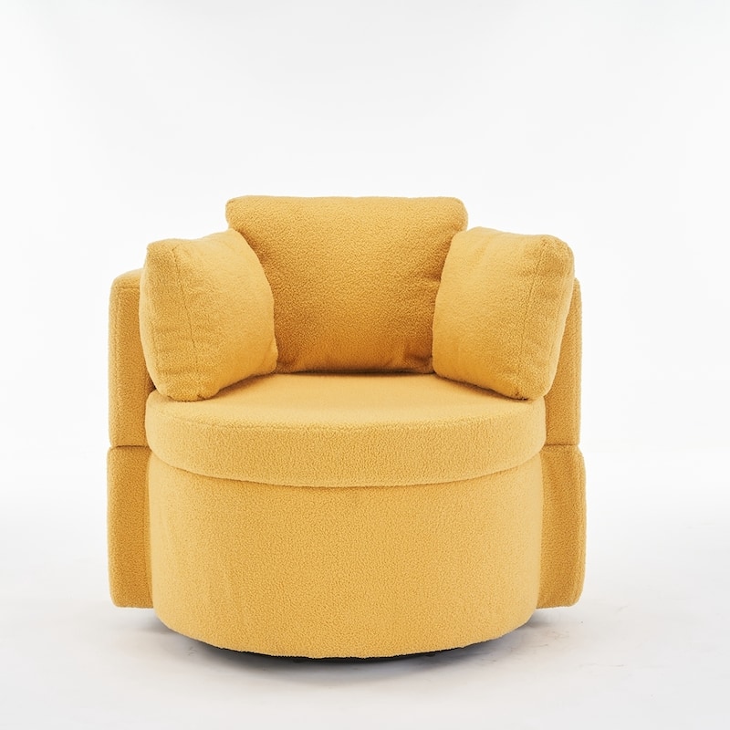 Swivel And Storage Chair With Back Cushion For Living Room