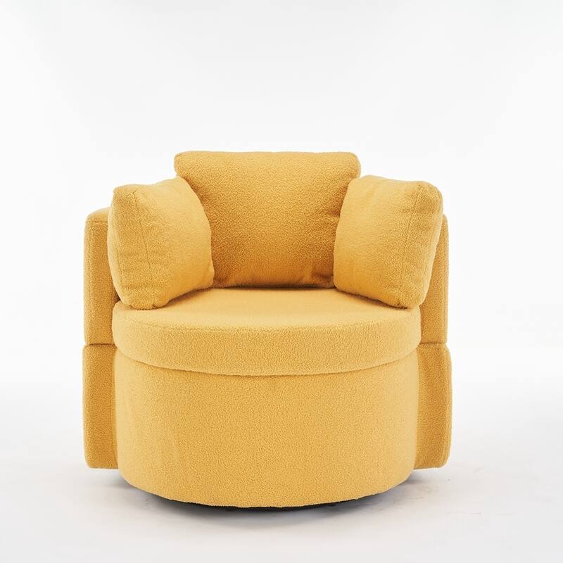 Teddy Fabric Swivel Storage Chair With Back Cushion