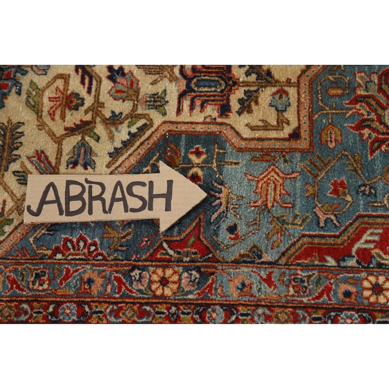 Hand Knotted Oriental 100% Wool Carpet Traditional Medallion Beige & Ivories Yazd Area Rug - 10' 7'' X 6' 10''