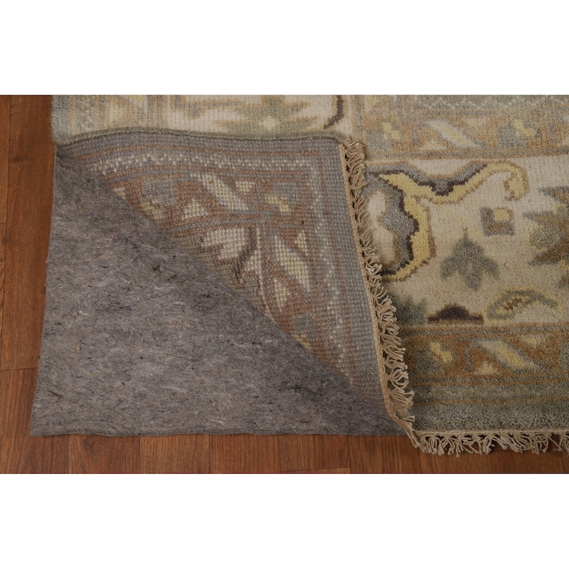All-Over Oushak Indian Area Rug Hand-Knotted Wool Carpet - 8'1" x 9'11"