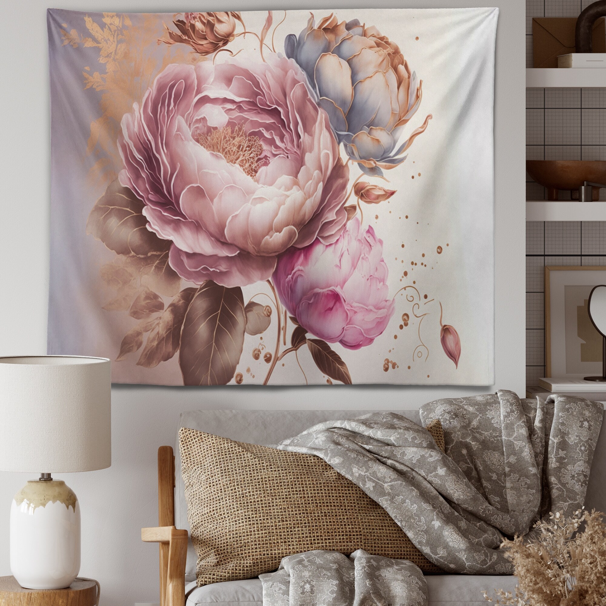 Pink and gold sale tapestry