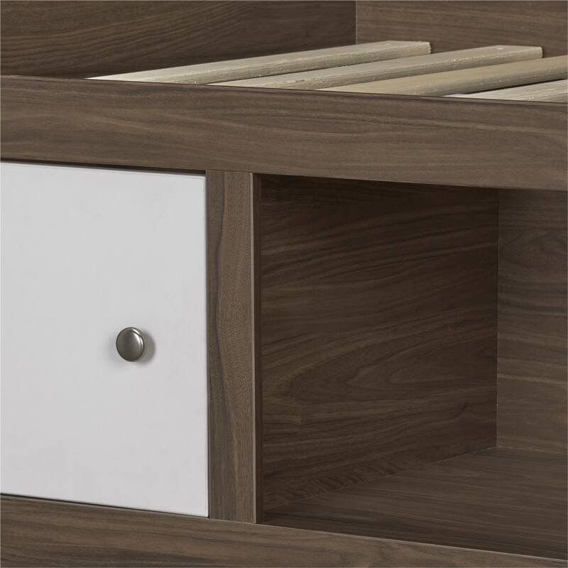 Roomfitters Sierra Ridge Terra Twin Size Daybed with Storage Drawers, Two-Tone Walnut and White Finish