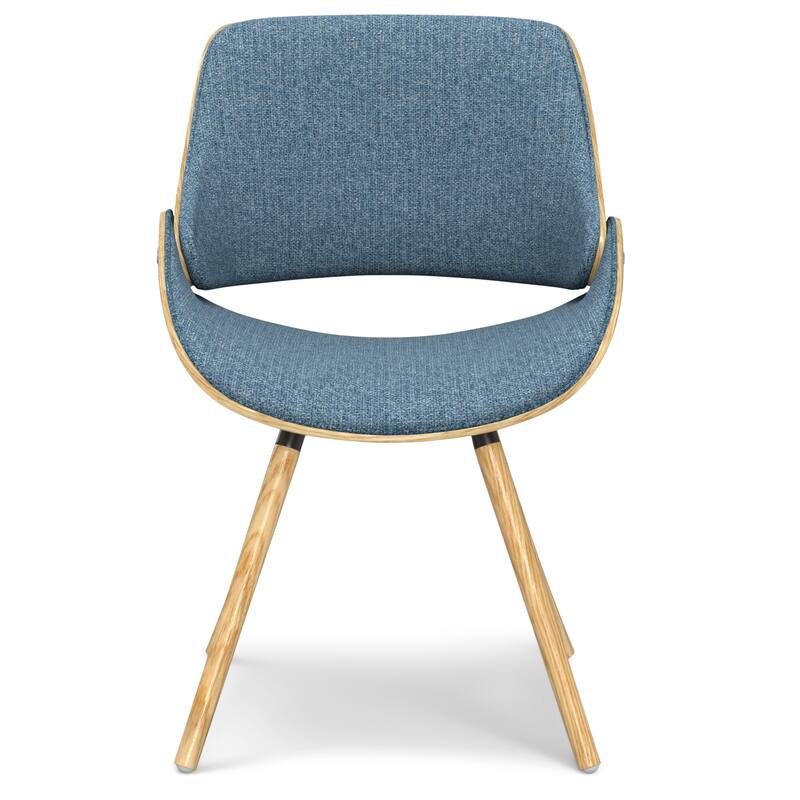 WYNDENHALL Malone Mid Century Modern Bentwood Dining Chair with Light Wood in Polyester linen - 22.8" D x 20.9" W x 30.9"H