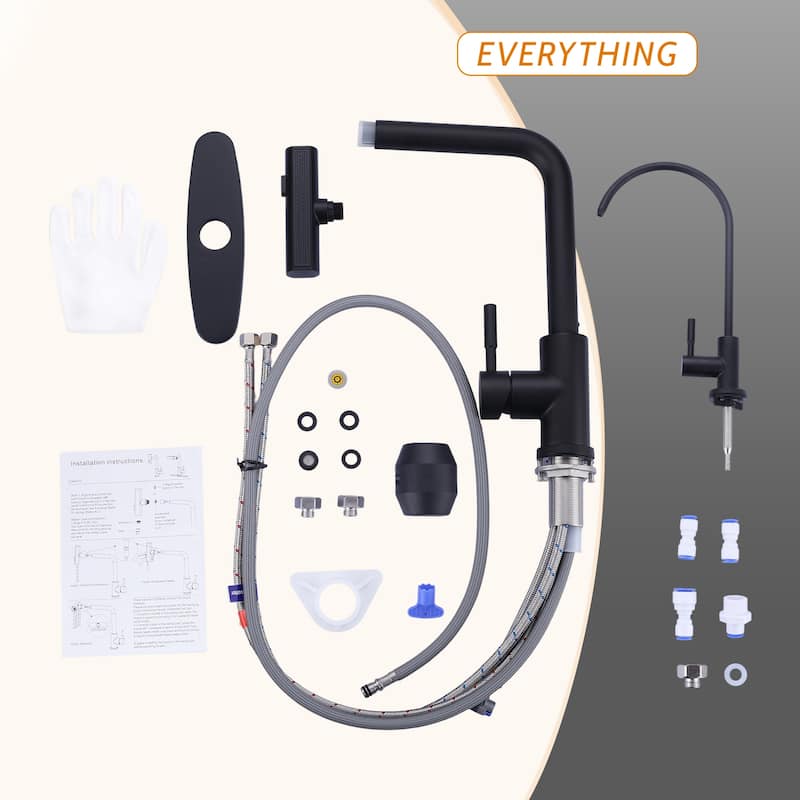 WOWOW Modern-Style Three-Function Pull-Down Kitchen Faucet with Filter Faucet