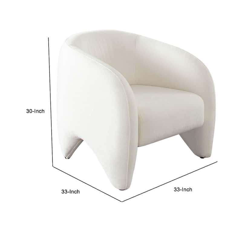 Kiol Accent Chair, 33 Inch, White Padded Polyester Curved Design