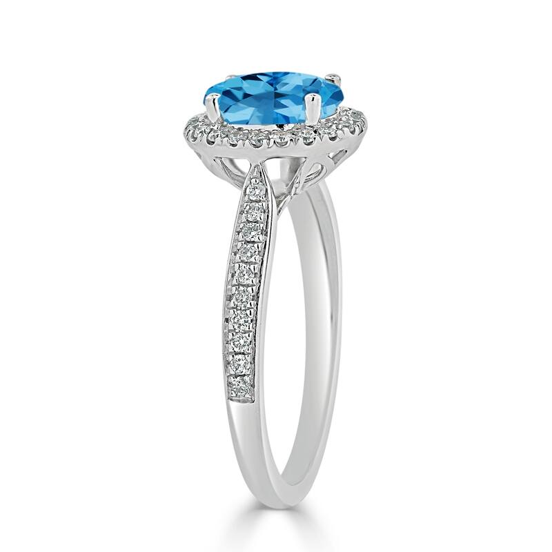 Auriya 1 9/10ct Fancy Oval Swiss Blue Topaz Halo Diamond Engagement Ring 1/4ctw 14k Gold