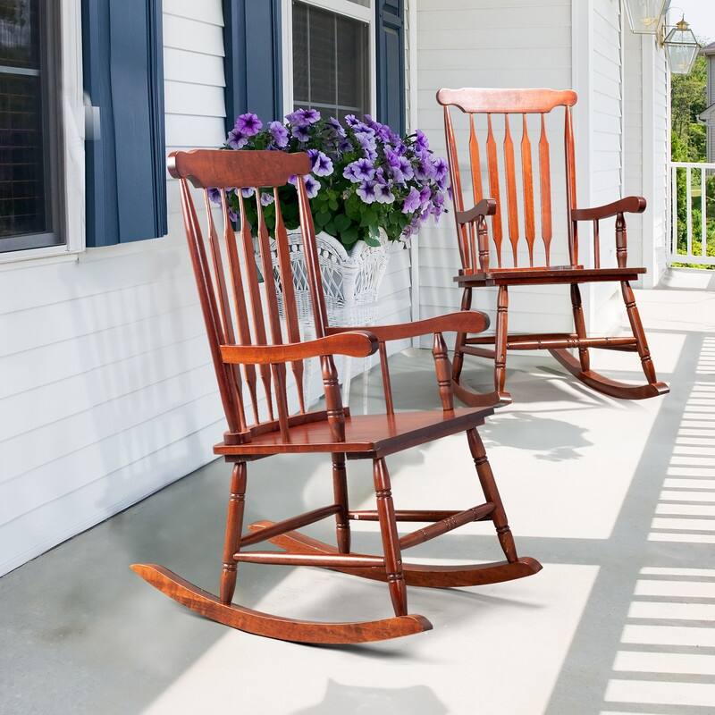 Solid Wood Patio Rocking Chair - 22.8 x 34.3 x 44.1 inch