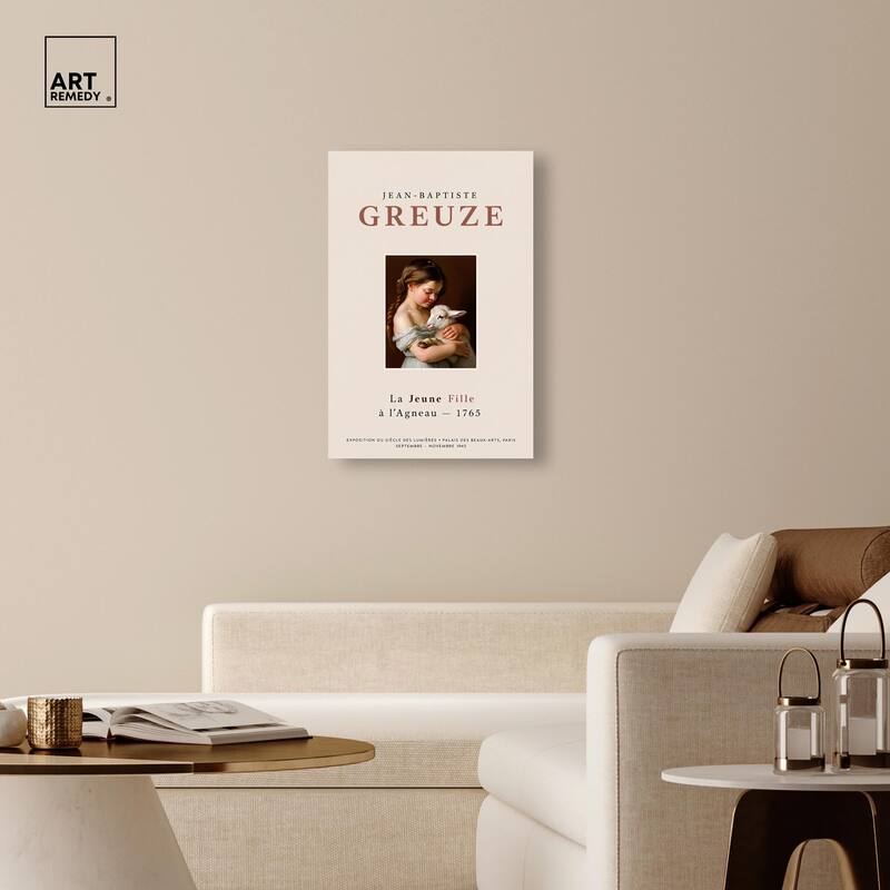 Girl and Her Lamb Canvas by Art Remedy, Gallery Wrapped