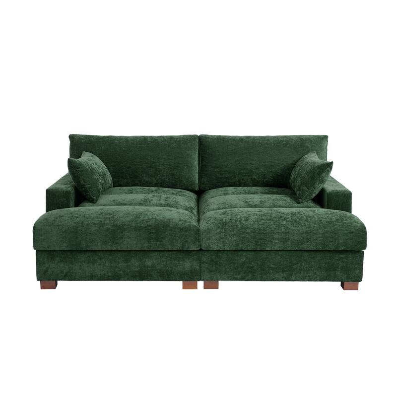 82.5"W Chenille Upholstered Sectional Modular Sofa With Chaise