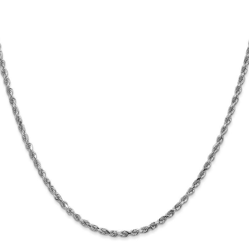 Curata 14k White Gold Lobster Claw Closure Valu plus 2.50mm Chain Bracelet