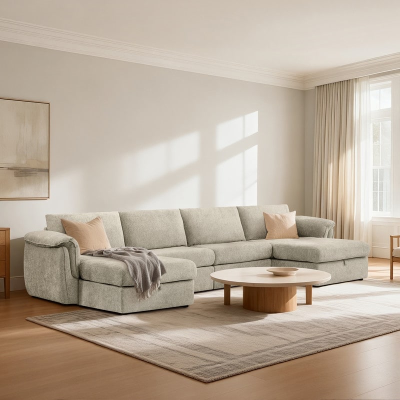 Spruce & Spring Modular Sectional Sofas with Optial Storage Console for Living Room