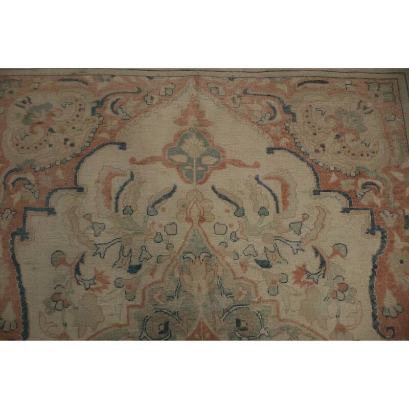 Hand Knotted Oriental 100% Wool Carpet Traditional Floral Beige & Ivories Ziegler Area Rug - 9' 6'' X 6' 9''