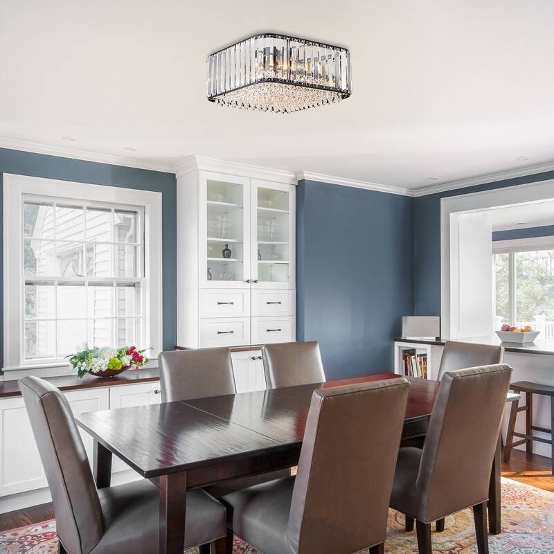Modern Glam 4-Light Crystal Flush Mount Ceiling Light