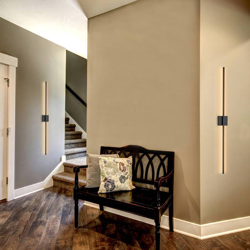 C Cattleya 2-Light 47.25" Matte Black Integrated LED Indoor Wall Light Vanity Light Bar