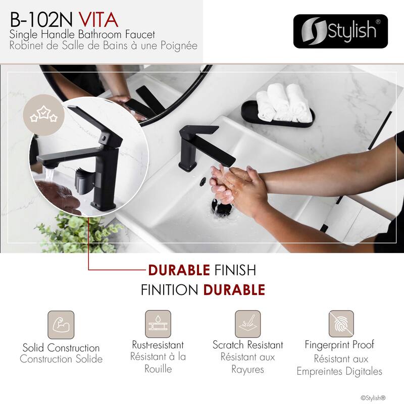 Stylish Vita Single Handle 6" Bathroom Faucet B-102C & B-102N