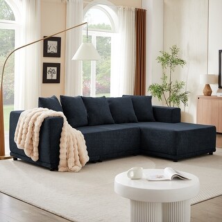 Minimalist Modular Sectional Sofa Chenille Upholstered L-Shaped Cloud ...