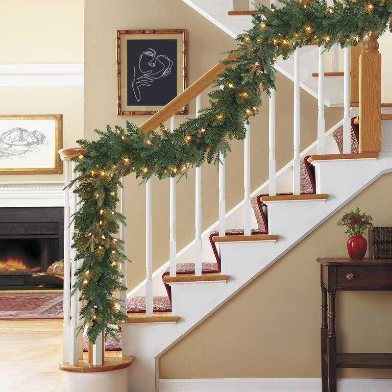 Puleo International 9 ft. x 10" Pre-Lit Balsam Fir Garland - Green - 9.8