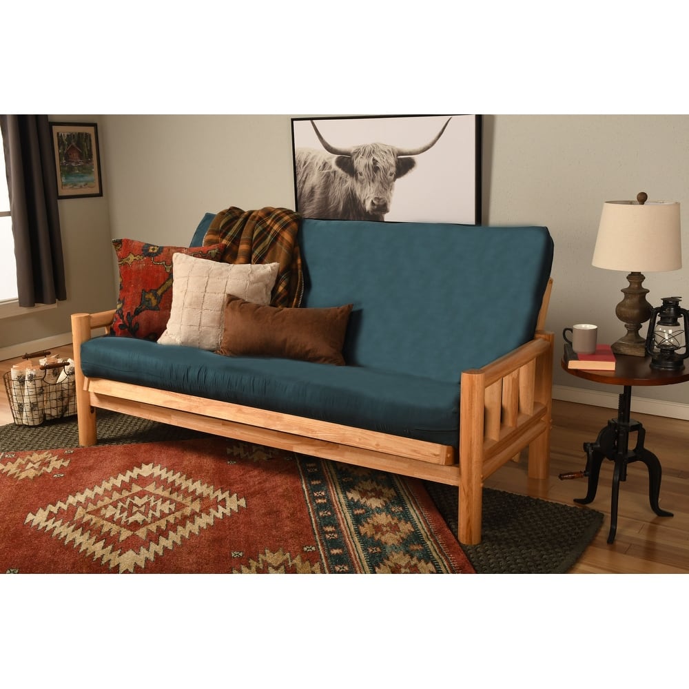 Somette Lodge Futon Set in Natural Finish with Suede Mattress
