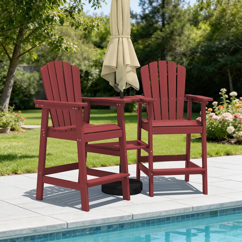 Outdoor Tall Adirondack Chair Set of 2 with Connecting Tray